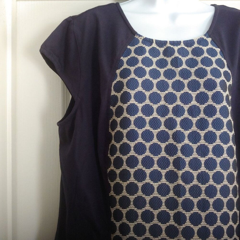 eShakti Womens Office Work Business Dress Polka Dot Mature Dress Navy 3X - Picture 3 of 14